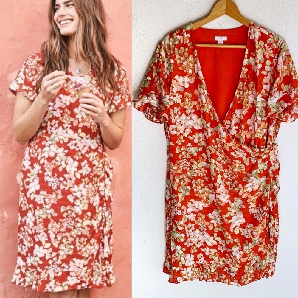 J. Jill Wrap Dress Floral Red Sz 1X